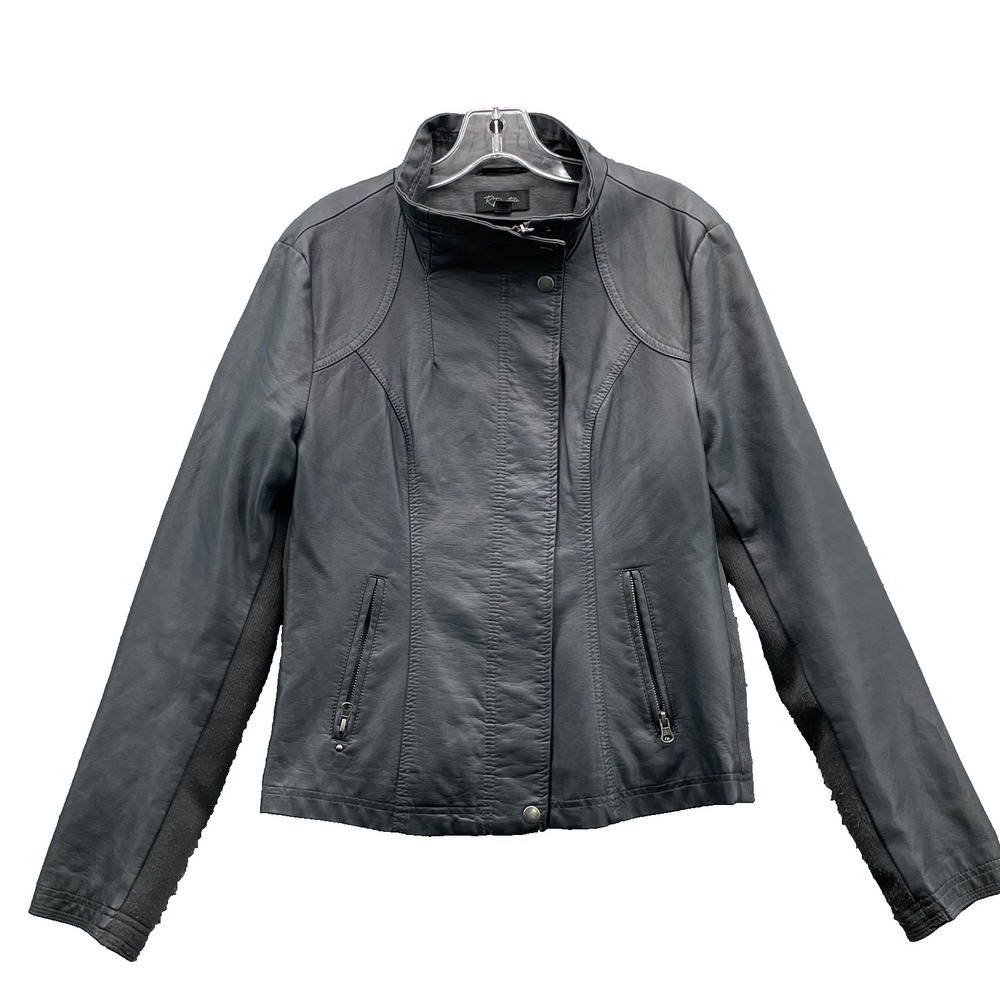 RD Style Vegan Leather Moto Jacket Women Medium Biker Minimalist Avant-Garde 90s